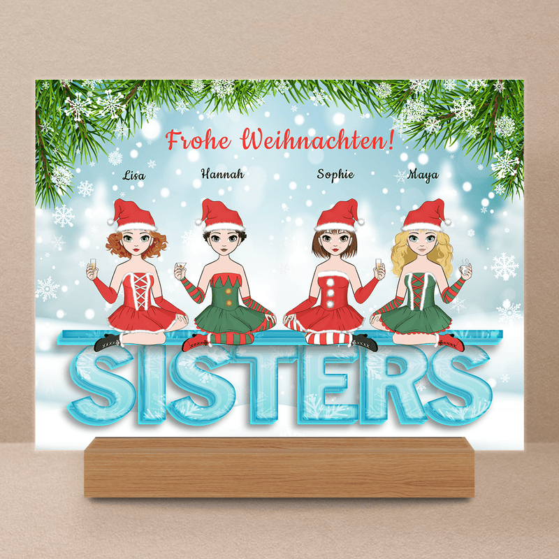 Weihnachtsschwester Clipart - Druck auf Glas, personalisiertes Geschenk für Schwester - Adamell.de
