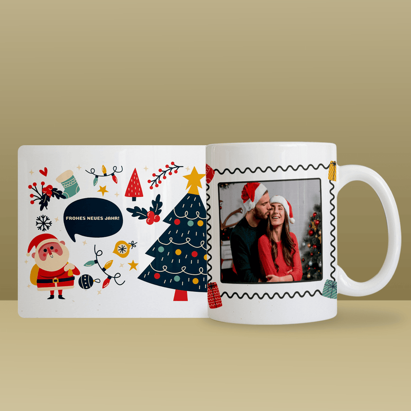 Weihnachtswünsche + dein Foto - 1x Bedruckte Tasse, personalisiertes Geschenk für Freundin - Adamell.de