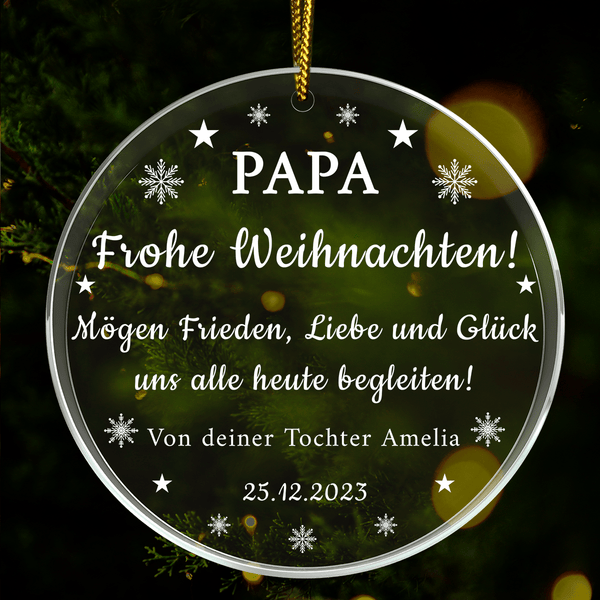 Weihnachtswünsche für Papa - Christbaumkugel, personalisiertes Geschenk für Papa - Adamell.de