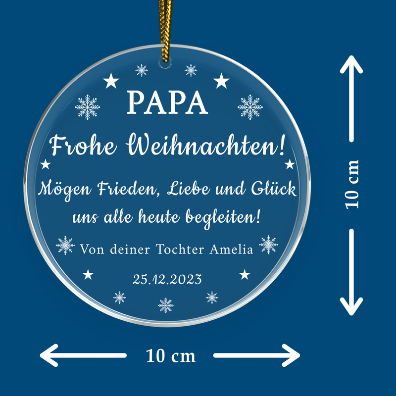 Weihnachtswünsche für Papa - Christbaumkugel, personalisiertes Geschenk für Papa - Adamell.de