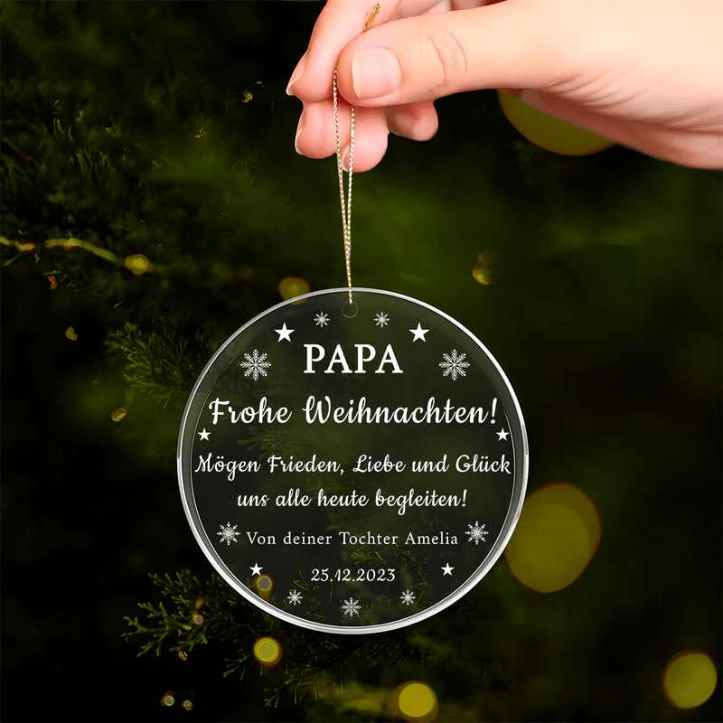 Weihnachtswünsche für Papa - Christbaumkugel, personalisiertes Geschenk für Papa - Adamell.de