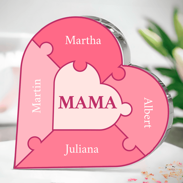 Wir bilden Ganzes - Herz aus Glas, personalisiertes Geschenk für Mama - Adamell.de