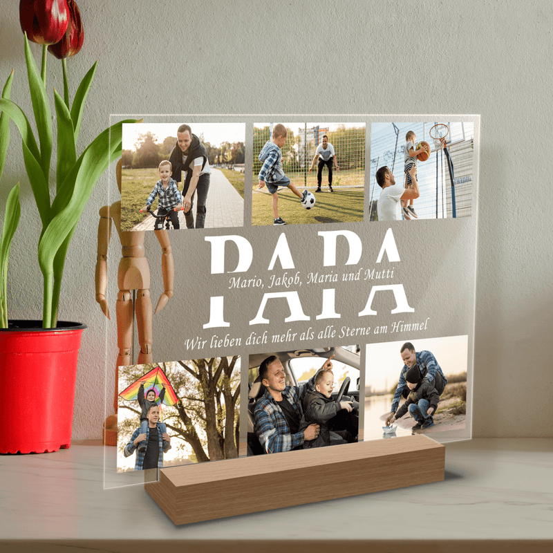 Wir lieben dich, Papa - Druck auf Glas, personalisiertes Geschenk für Papa - Adamell.de