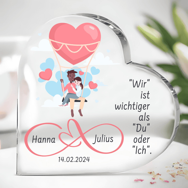 Wir sind die wichtigsten - Herz aus Glas, personalisiertes Geschenk für ein Paar - Adamell.de