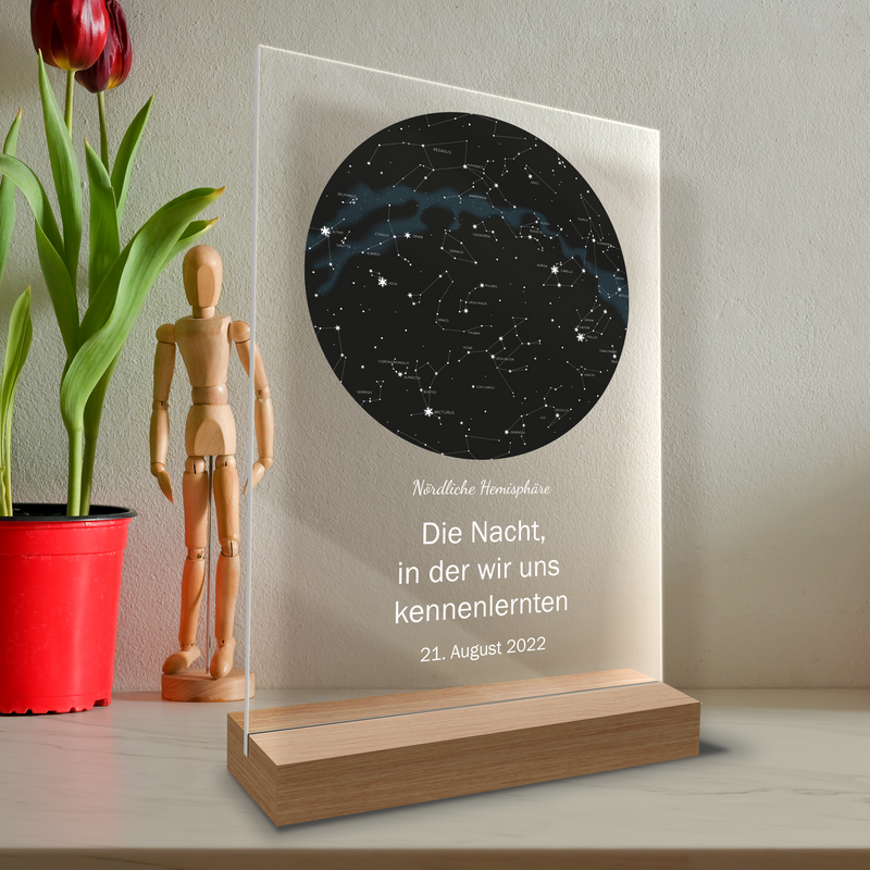 Karte von den Sternen - Druck auf Glas, personalisiertes Geschenk