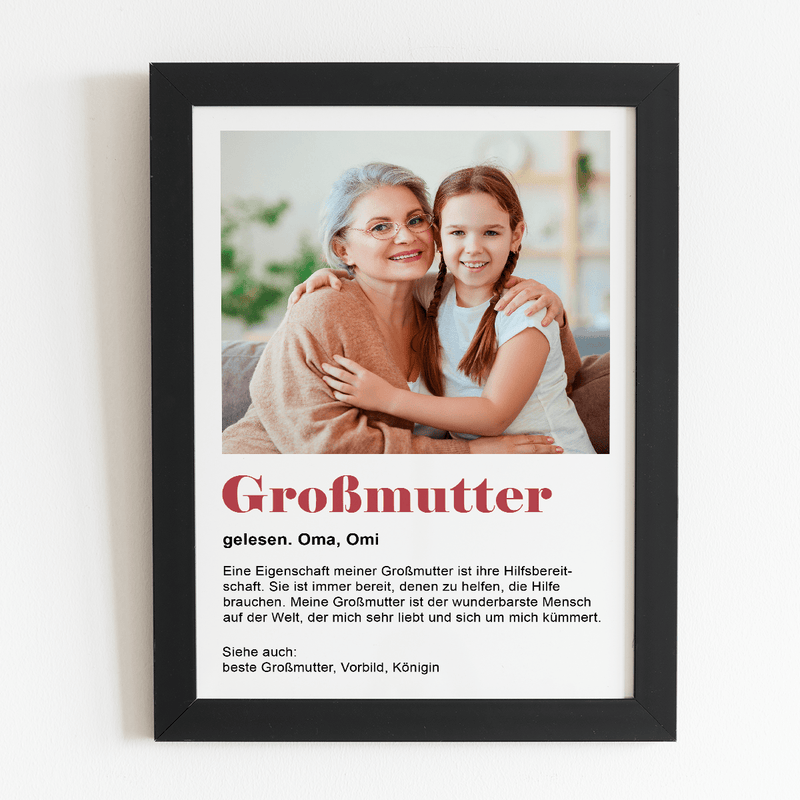 Wunderbare Oma - Druck auf Glas, personalisiertes Geschenk für Oma - Adamell.de