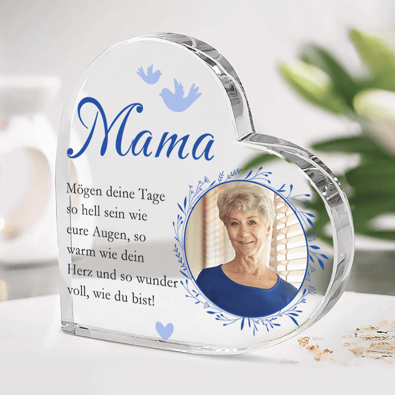 Wundervolle Mutter - Herz aus Glas, personalisiertes Geschenk für Mama - Adamell.de