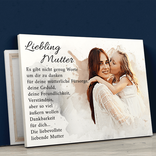 Wünsche mit Foto in gedeckten Farben - Druck auf Leinwand, personalisiertes Geschenk für Mama - Adamell.de