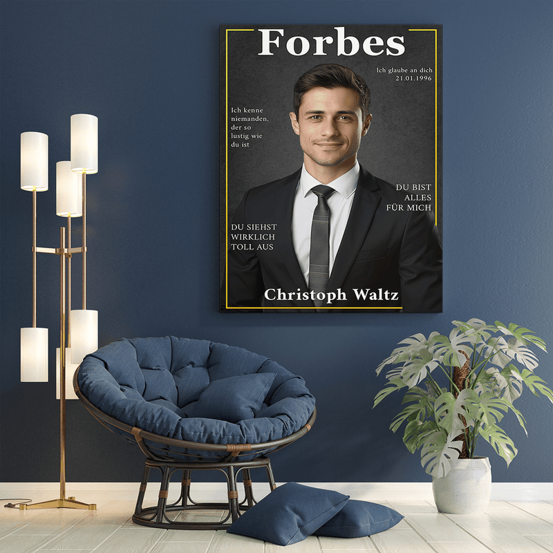 Zeitschrift Forbes - Druck auf Leinwand, personalisiertes Geschenk für Mann - Adamell.de