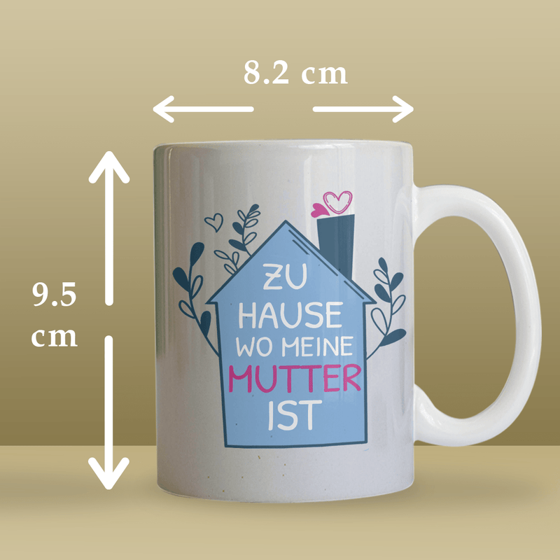 Zuhause ist, wo Mama ist - 1x bedruckte Tasse, personalisiertes Geschenk für Mama - Adamell.de