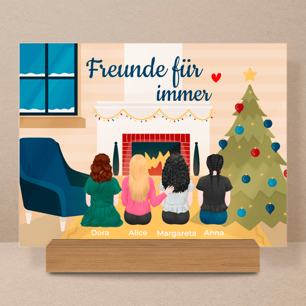 Zusammen zu Weihnachten - Druck auf Glas, personalisiertes Geschenk für Freund - Adamell.de