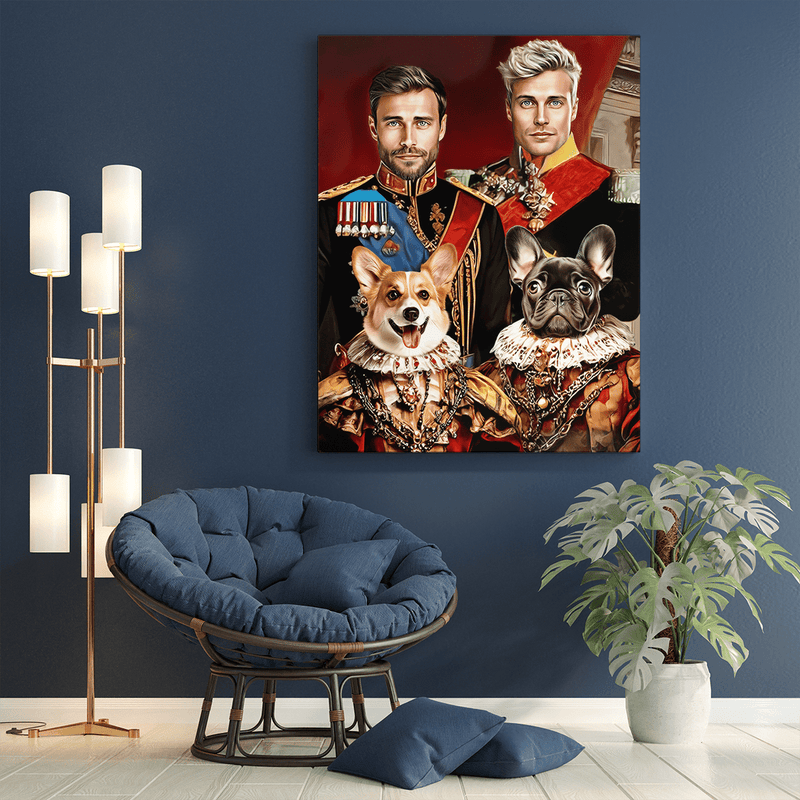 Zwei Generäle mit Hunden - Druck auf Leinwand, personalisiertes Geschenk - Adamell.de