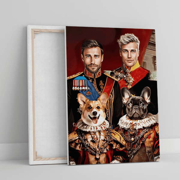 Zwei Generäle mit Hunden - Druck auf Leinwand, personalisiertes Geschenk - Adamell.de