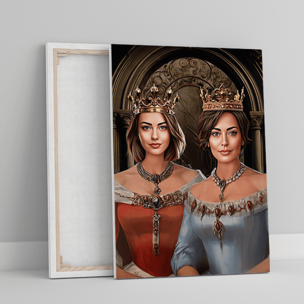 Zwei Königinnen - Druck auf Leinwand, personalisiertes Geschenk für Frau - Adamell.de