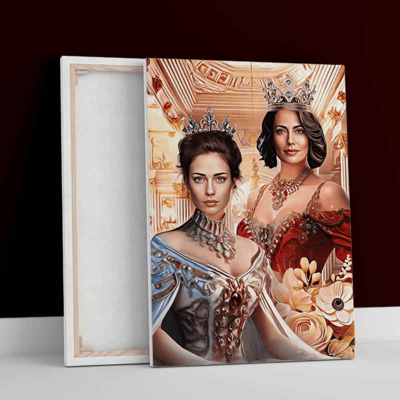 Zwei Königinnen im Porträt - Druck auf Leinwand, personalisiertes Geschenk für sie - Adamell.de
